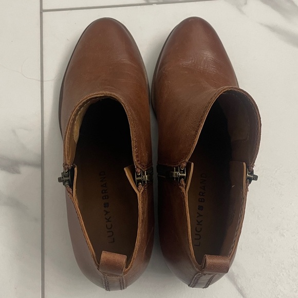 Lucky Brand Women’s Leather Basel Bootie Ankle Boots Colour Toffee Sz 7.5 - Picture 6 of 11